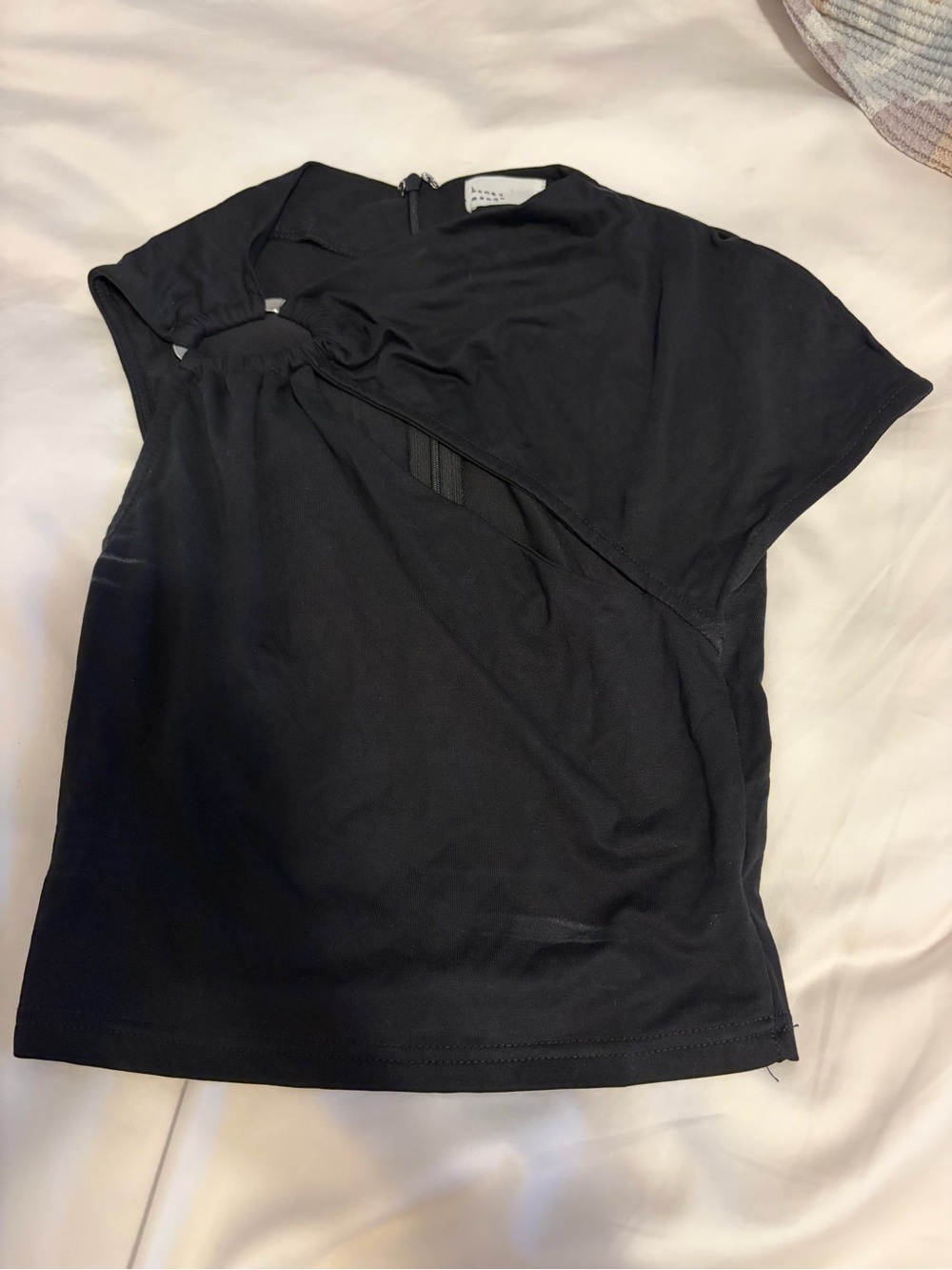 Black Asymmetric Cutout Women's Top -